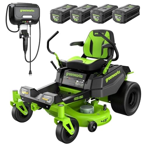 Greenworks 80V 42-inch CROSSOVERZ zero turn lawn mower on grass