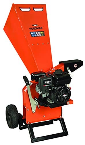YARDMAX YW7565 gas-powered wood chipper shredder with collection bag